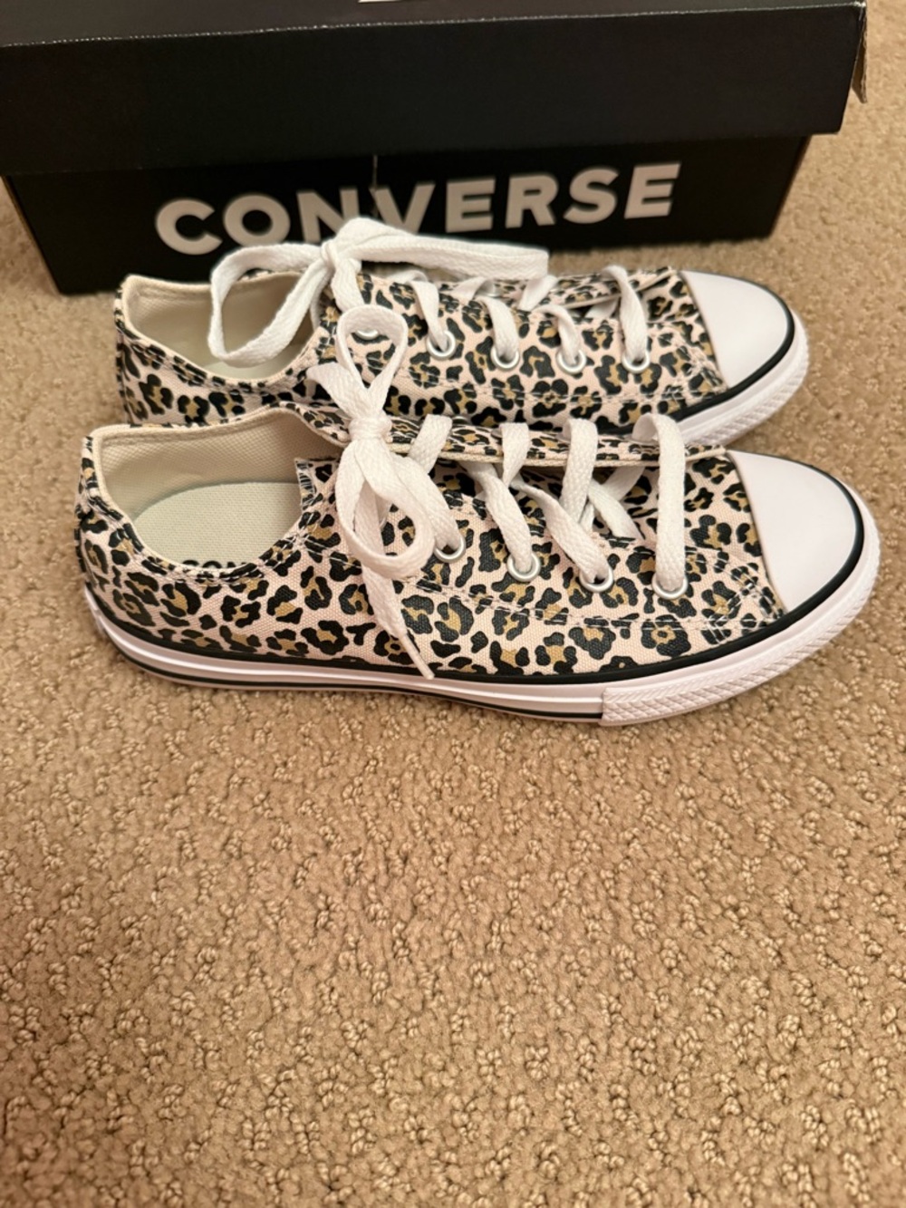 New in box. Converse leopard low sneakers. Size 2 - Picture 3 of 5